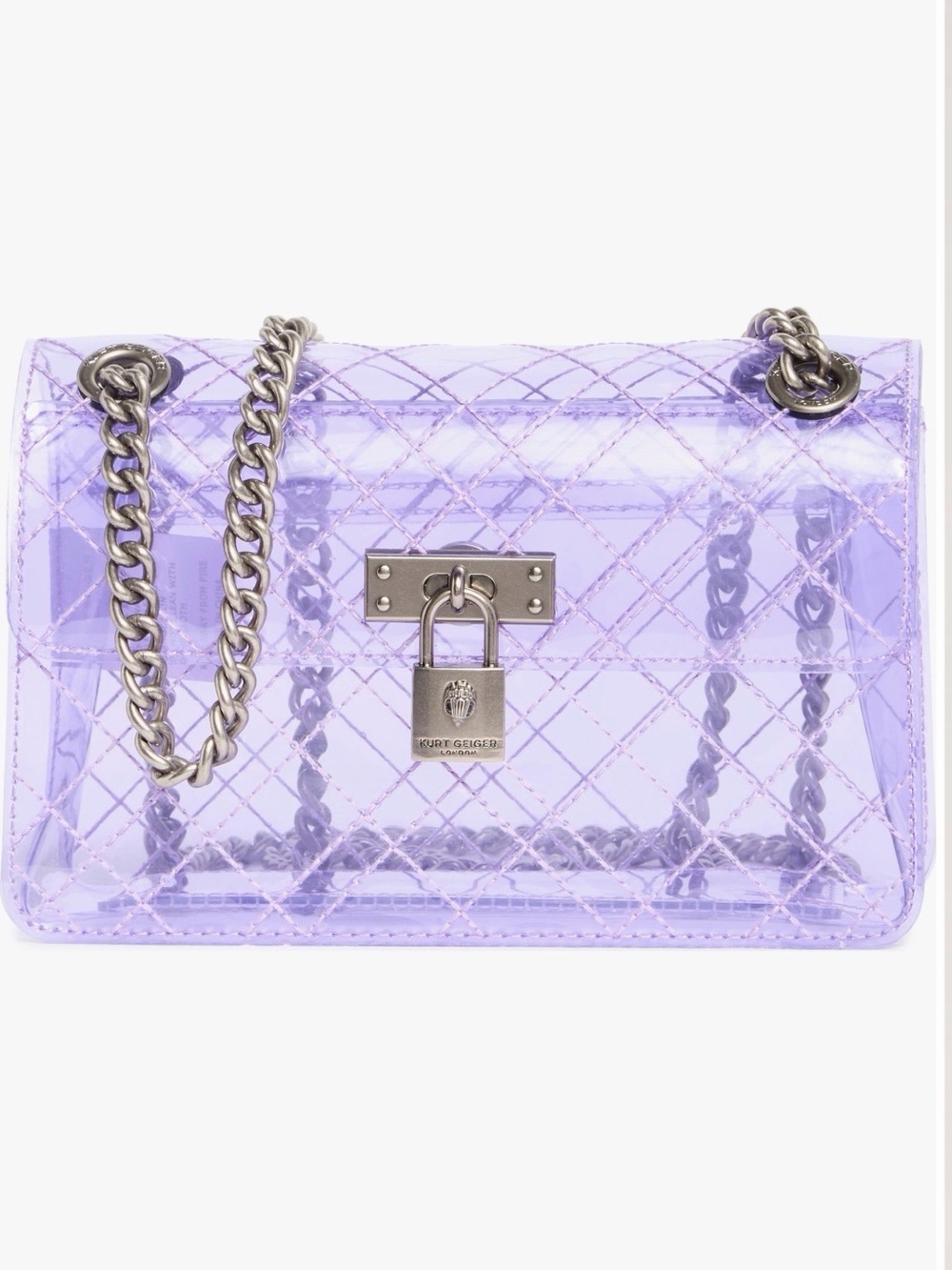 Kurt Geiger MINI Brixton Vinyl Crossbody Bag Light Pastel Purple Transparent NWT